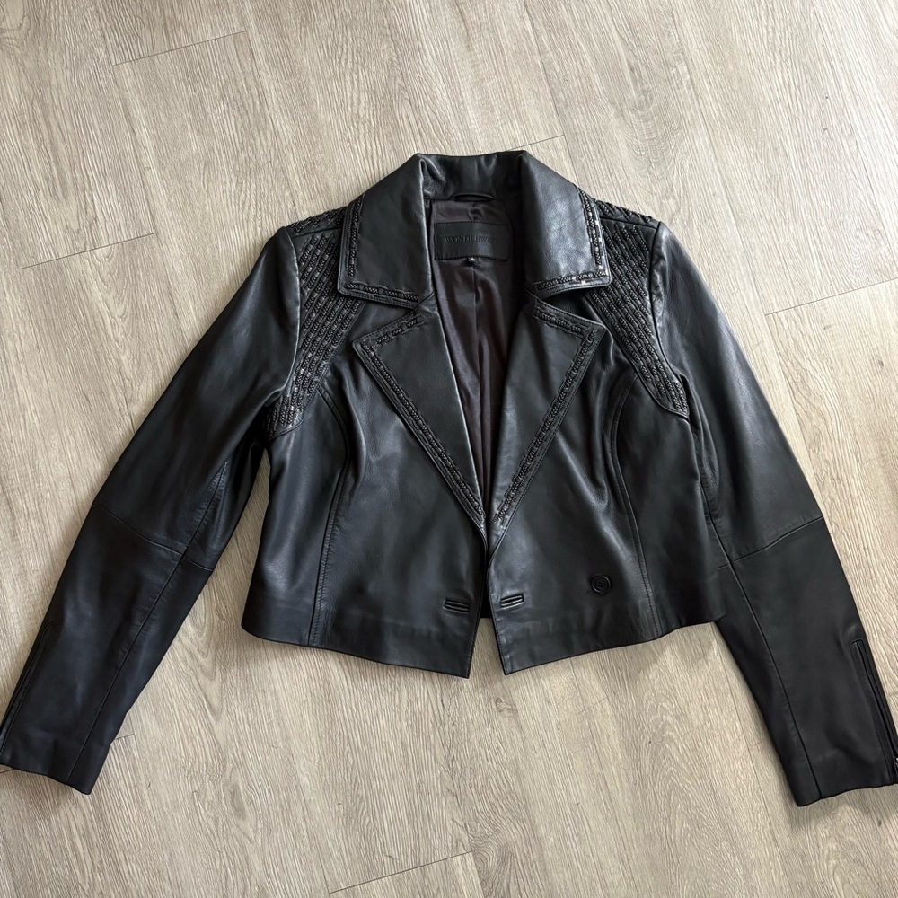 NWOT Wonderwest by Boot Barn Women's Black Chain and Braid Leather Jacket